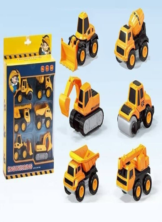 Bluebell DIY Construction 6 in 1 Metal Team Car Engineering Automobile Contrucation Friction Powered Pull Back Crane Excavator Road Roller Forklift Mixer Vehicle. (Multi Color) - Image 1